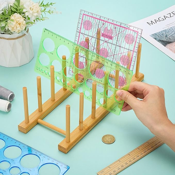 Quilting Ruler Holder Stand Organizer Dish Rack Holders Plate Rack Kitchen Cabinet Organizer Vertical Drainer Stand for Ruler Guides Templates Quilters Bowl Cup Cutting Board