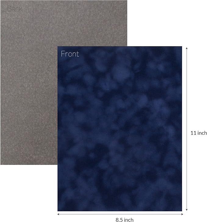 S.E.I Navy Velvet Paper, Felt Fabric For Drawer and Jewelry Box Liner, 8.5" x 11" - 12 Sheets