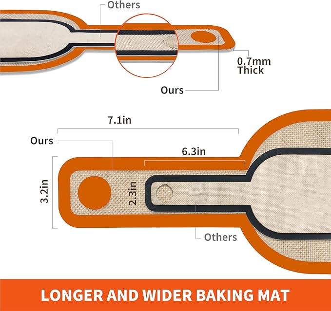 Silicone Bread Sling Dutch Oven Liner, Non-Stick & Easy Clean Reusable Oval Silicone Bread Sling Baking Mat, Easy to Transfer Sourdough Bread - 2 Orange Set