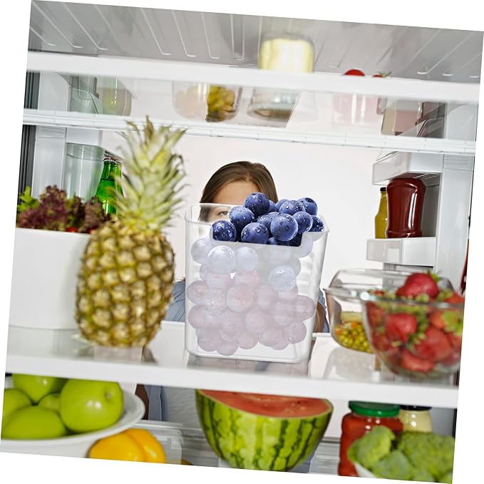 OUNONA 2Pcs Refrigerator Organizer Boxes with Translucent Food-grade Plastic for Kitchen Fridge Side Door Storage Vertical Space-saving Design for Fresh Keeping of Vegetables Fruits and Drinks