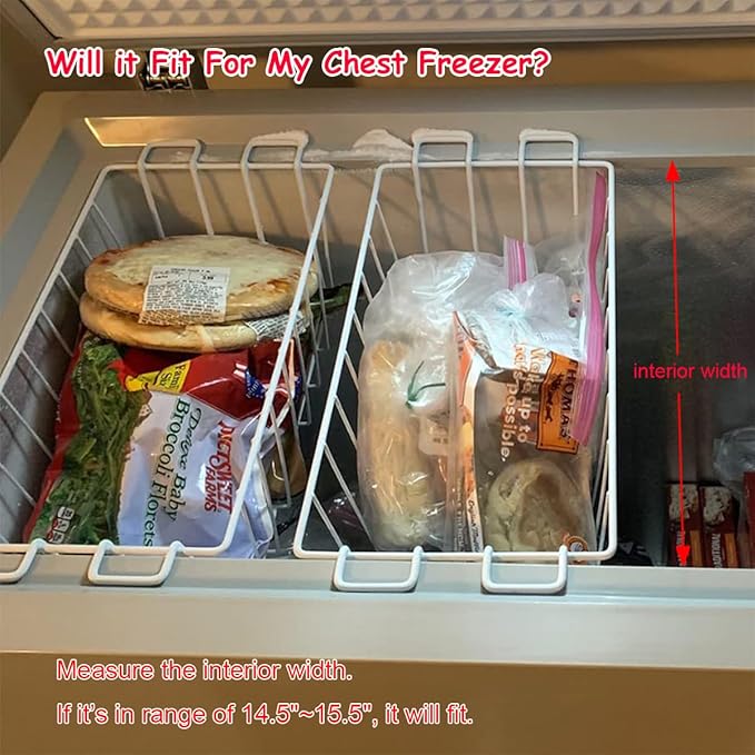 Freezer Organizer Bins for Chest Freezer, 16.5" Deep Freezer Bins Freezer Baskets Organizer and Storage Frozen Meats and Food 2 Pcs