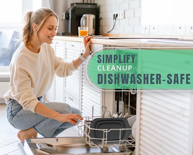 Comfify Over-the-Sink Colander with Handles – Sleek Plastic Black Kitchen Strainer for Pasta, Vegetables & Fruits – Space-Saving Design – 17.1" x 10.1" x 1.4"