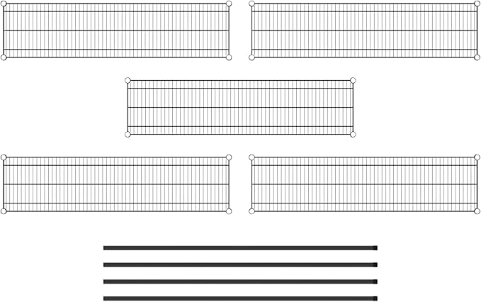 Commercial NSF Listed Black Epoxy Stationary Wire Shelving Kit 14" x 54" x 64", with 5 Shelves Perfect for Warehouse, Walk-in Refrigerator, Freezer, Grocery Store, Restaurant, Dishroom