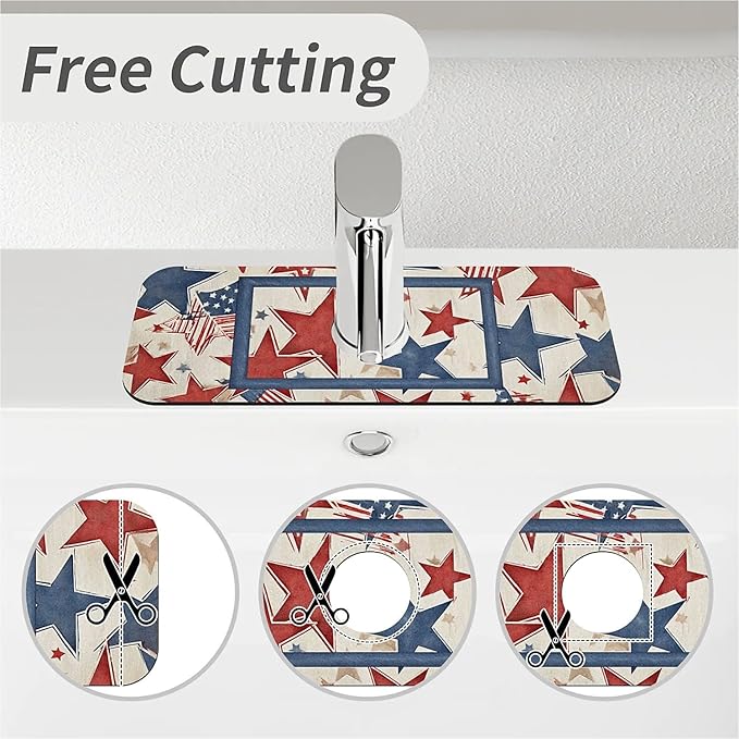 Kitchen Sink Splash Guard，Abstract stars Faucet Mat Sink Gadgets-Super Absorbent Fast Drying Mat Drip Catcher for Kitchen, Bathroom,Sink Mat, Dish Drying Mat, Bathroom(15" X 5.5" )