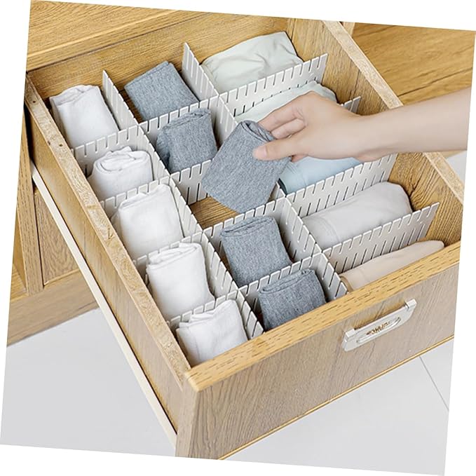 12pcs Adjustable Plastic Drawer Dividers Versatile Sub Organizers for Socks Underwear and Towels Easy Storage for