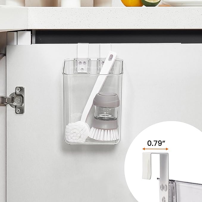 vacane 2 Pack Plastic Over Cabinet Door Organizer with Removable Hooks, Clear Hanging Baskets for Organizing Over the Cabinet Organizer Holder for Kitchen, Bathroom-Hang Outside or Inside Door-XL