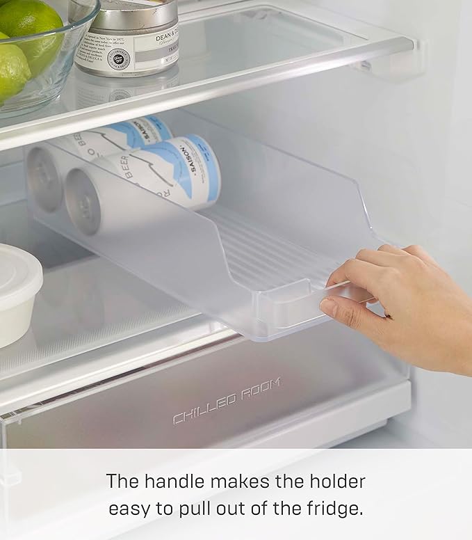 Yamazaki Home Tower Soda Can Organizer Dispenser For Refrigerator - Pop Or Bottle Holder For Fridge Or Cupboard Pantry With Handle - Abs Plastic -