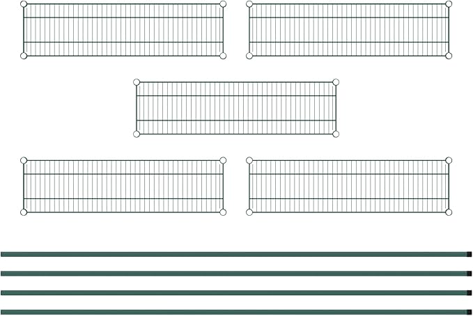 Commercial NSF Listed Green Epoxy Stationary Wire Shelving Kit 12" x 42" x 96", with 5 Shelves Perfect for Warehouse, Walk-in Refrigerator, Freezer, Grocery Store, Restaurant, Dishroom