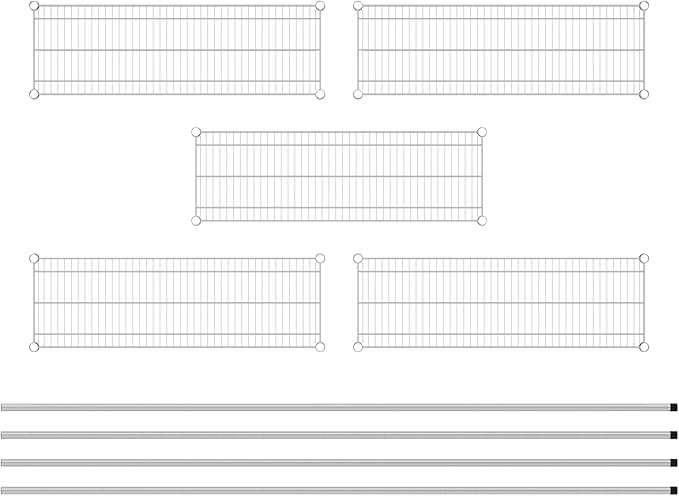 Commercial NSF Listed Chrome Stationary Wire Shelving Kit 14" x 42" x 96", with 5 Shelves Perfect for Warehouse, Walk-in Refrigerator, Freezer, Grocery Store, Restaurant, Dishroom