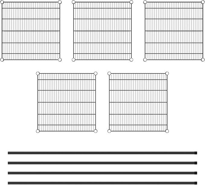 Commercial NSF Listed Black Epoxy Stationary Wire Shelving Kit 24" x 24" x 74", with 5 Shelves Perfect for Warehouse, Walk-in Refrigerator, Freezer, Grocery Store, Restaurant, Dishroom