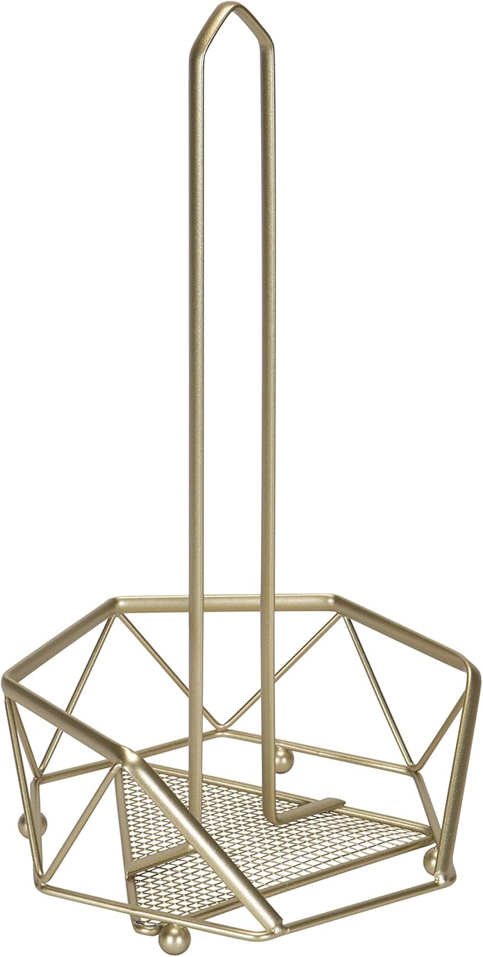 Kitchen Details Geode Paper Towel Holder | Countertop | Free Standing | Holds 1 Large Roll | Rust Resistant | Decorative | Satin Gold
