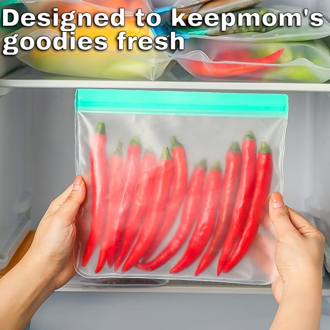 20Pack Reusable Snack Bags Dishwasher Safe&BPA Free Food Storage Bags， Extra Thick Leak-proof Reusable Freezer Bags for Candy, Snack,Cereal, Travel Items, Home Organization(BLUE)