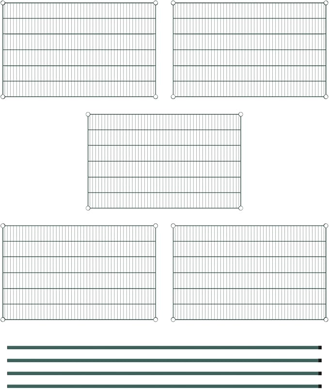 Commercial NSF Listed Green Epoxy Stationary Wire Shelving Kit 30" x 48" x 96", with 5 Shelves Perfect for Warehouse, Walk-in Refrigerator, Freezer, Grocery Store, Restaurant, Dishroom