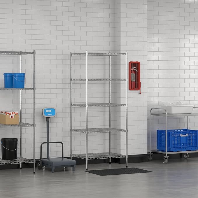 Commercial NSF Listed Chrome Stationary Wire Shelving Kit 24" x 30" x 74", with 5 Shelves Perfect for Warehouse, Walk-in Refrigerator, Freezer, Grocery Store, Restaurant, Dishroom
