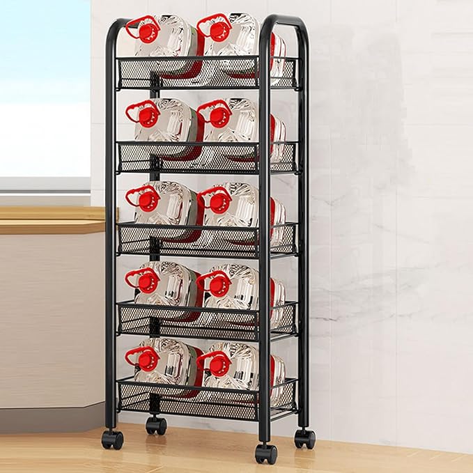 5-Tier Stackable Fruit Vegetable Basket Stand, Pantry Black