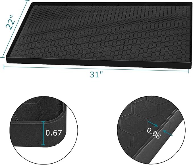 Jacooxi Under Sink Mat 31 x 22, Silicone Under Sink Liner for Kitchen Waterproof Bathroom Cabinet Mat, Black