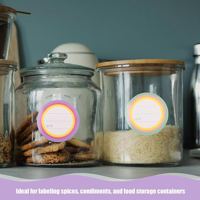 Writable Removable Round Jar Labels Strong Adhesive Mason Stickers for Food Storage Freezer Pantry and Spice Containers Multiuse Easy-Write Tags for Kitchen and Office Organization