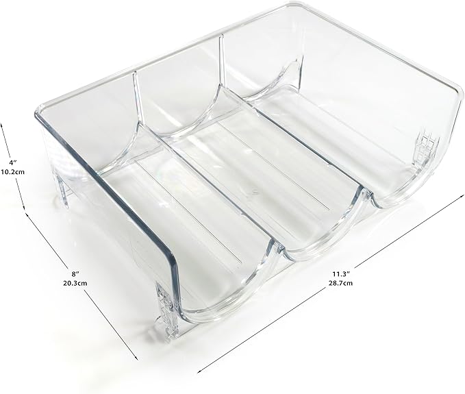 Plum Stream Wine Storage Rack for Fridge 2 Pack - Stackable Bottle Holder Organizer for Refrigerator - Plastic Shelf for Bottles - Complete with 4 Fridge Liners