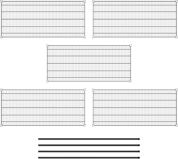 Commercial NSF Listed Black Epoxy Stationary Wire Shelving Kit 24" x 54" x 64", with 5 Shelves Perfect for Warehouse, Walk-in Refrigerator, Freezer, Grocery Store, Restaurant, Dishroom