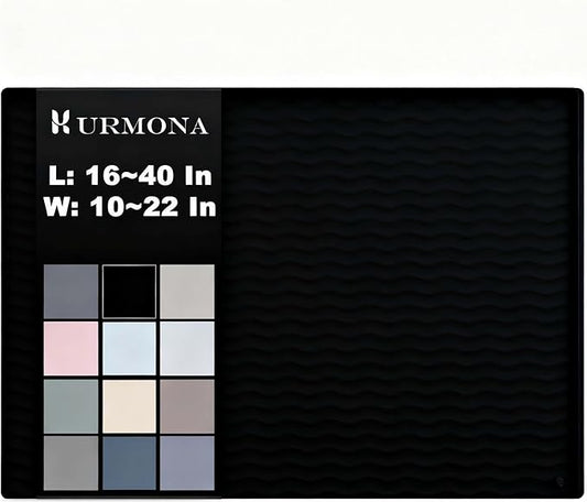 URMONA 34'' x 22'' Waterproof Silicone Under Sink Mat Cabinet and Counter Protector, Shelf Liner for Kitchen and Bathroom, Storage and Organizers, Litter Mat, Pet Cat Puppy Essentials(Onyx)