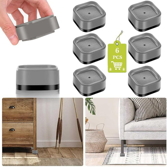 6 Pack Furniture Risers 1 Inch, Adjustable Bed Risers Heavy Duty for Table Desk Couch Chair Sofa Cabinet Bed Legs Dorm, Square Stackable Bed Raisers Blocks Lift Height 1", 2" or 3", Black
