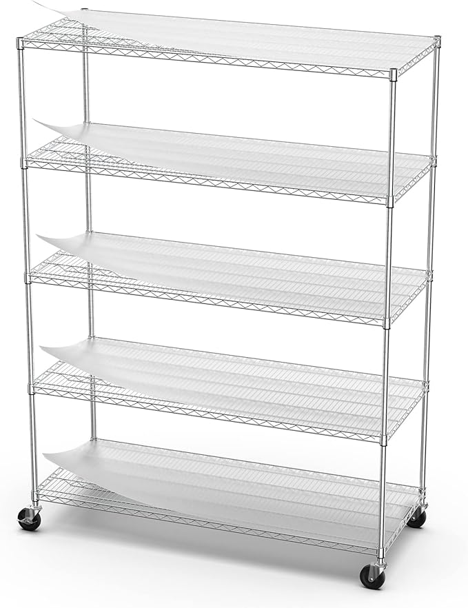 Ufurpie 5 Tier Wire Shelving Unit 7500lbs Capacity NSF Metal Shelf, Heavy Duty Adjustable Shelf Liners Storage Rack for Commercial Grade Utility Steel Rolling Shelving, 82" H X 60" L X 24" D