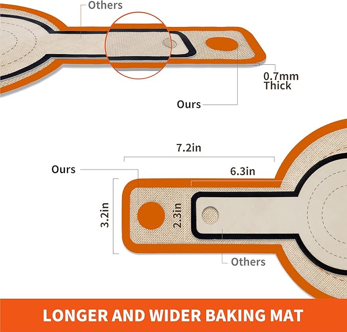 Silicone Bread Sling for Dutch Oven Liner, Non Stick 2 PCS, Easy Clean Reusable Silicone Baking Mat with Long Handles, Easy to Transfer Sourdough Bread, Orange