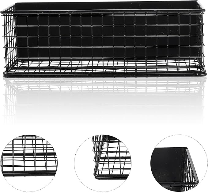 Magnetic Wire Mesh Storage Basket Trash Container for Refrigerator Spice Rack Kitchen Organizer Black