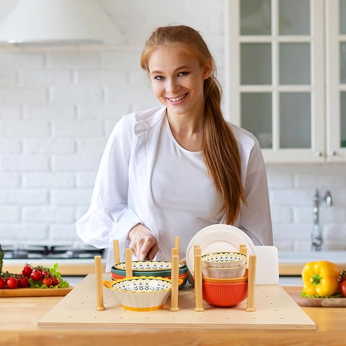 Pegboard Drawer Organizer（39×21in） Peg Board for Drawers,Peg Board Drawer Organizer Kitchen Pegboard Divider Adjustable Trimmable，20PCS Wood Wooden Peg