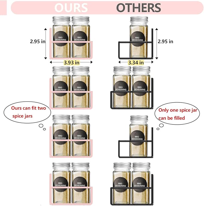 SMRCAD Magnetic Spice Rack for Refrigerator Seasoning Organizer for Spice Fridge Shelf storage Magnetic Shelf with Hook for Oven (4pack-Pink)