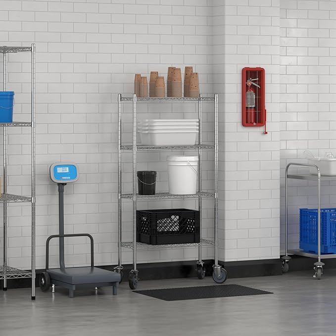 Commercial NSF Listed Chrome Mobile Wire Shelving Kit 12" x 30" x 60", with 4 Shelves Perfect for Warehouse, Walk-in Refrigerator, Freezer, Grocery Store, Restaurant, Dishroom