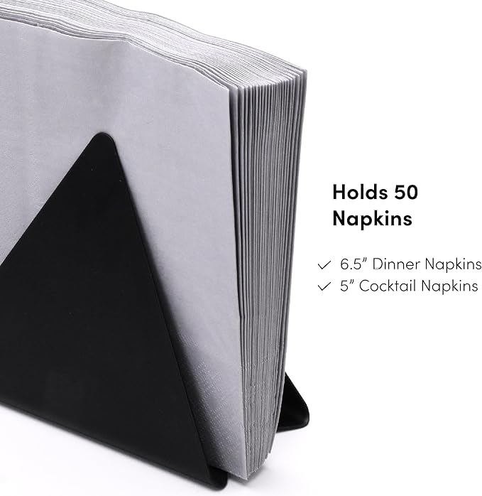 Self-Adjusting Napkin Holder – Compact Black Metal Dispenser for Standard Paper Napkins, Ideal for Kitchen Countertops
