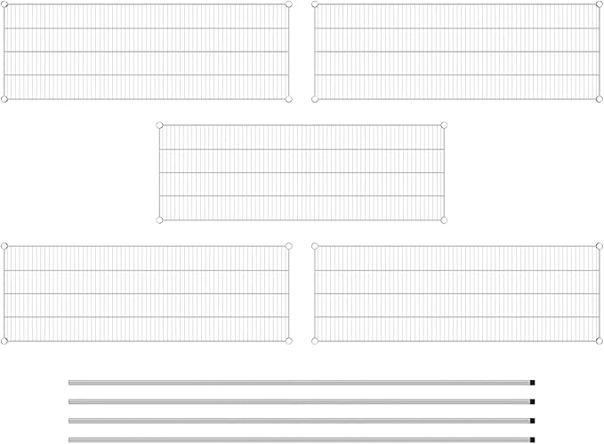 Commercial NSF Listed Chrome Stationary Wire Shelving Kit 21" x 60" x 96", with 5 Shelves Perfect for Warehouse, Walk-in Refrigerator, Freezer, Grocery Store, Restaurant, Dishroom