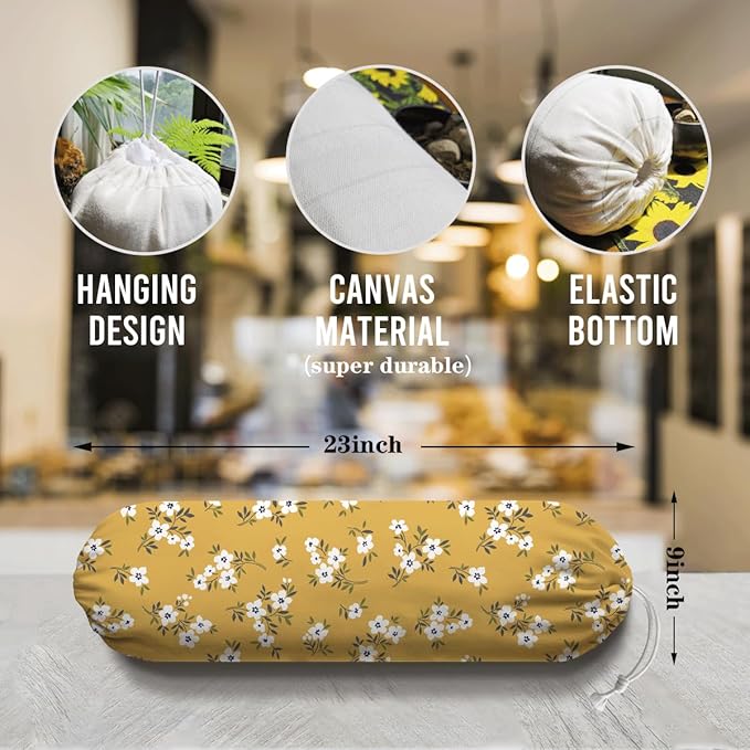 Yellow White Plastic Bags Holder, Garbage Shopping Trash Bags Carrier Organizer, Wall Mount Plastic Bag Organizer Dispenser, Trash Grocery Bag Storage Dispenser, Farmhouse Home Decor for Kitchen