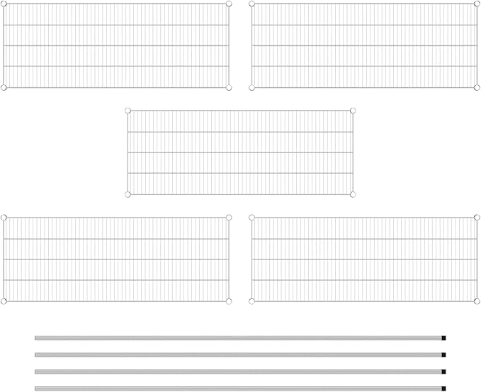Commercial NSF Listed Chrome Stationary Wire Shelving Kit 21" x 54" x 96", with 5 Shelves Perfect for Warehouse, Walk-in Refrigerator, Freezer, Grocery Store, Restaurant, Dishroom