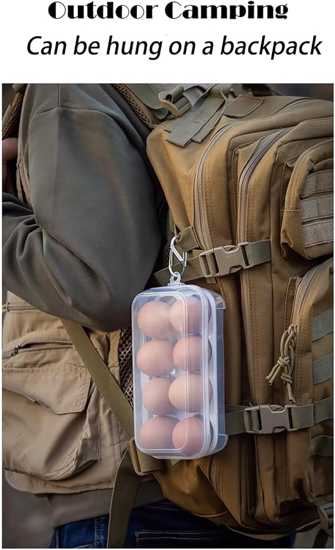 2 PCS Camping Egg Container, Portable Eggs Carrier for Outdoor, Hiking, Kitchen, Refrigerator, Trekking with Removable Dividers (4-Compartment)