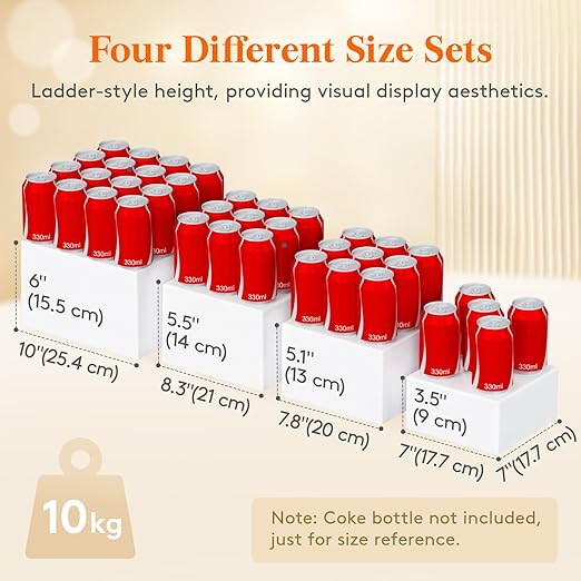 Lifewit 4 PCS Buffet Risers and Stands, Food Risers for Buffet Table, Catering Dessert Cake Holder for Party, Collectibles Jewelry Display Shelf, Nesting Cube Boxes, White, (7”,7.8",8.3",10")