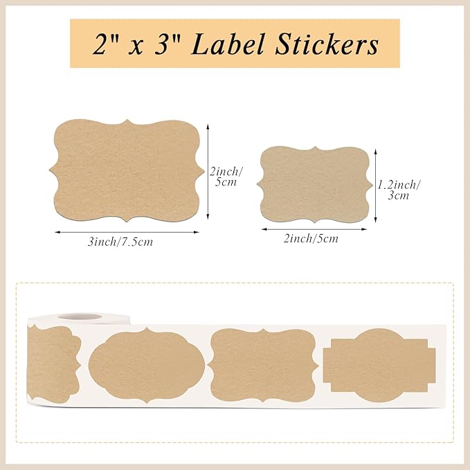 300 Pcs Gift Tags Stickers Name Labels Stickers, 2×3 Inch Self-Adhesive Handmade Bottle Jar Labels for Presents Decoration Jars Craft