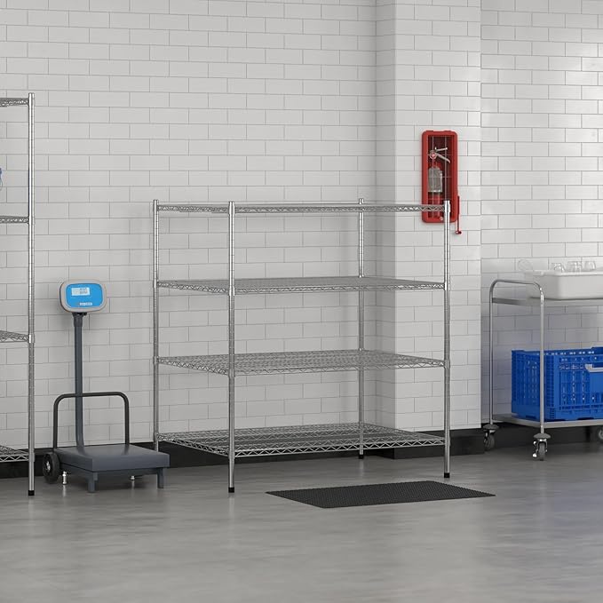 Commercial NSF Listed Chrome Stationary Wire Shelving Kit 36" x 48" x 54", with 4 Shelves Perfect for Warehouse, Walk-in Refrigerator, Freezer, Grocery Store, Restaurant, Dishroom