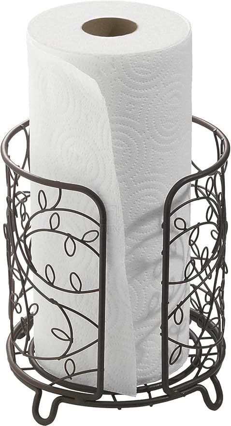 iDesign Steel Free-Standing Paper Towel Holder, The Twigz Collection – 7.5" x 7.5" x 8", Bronze
