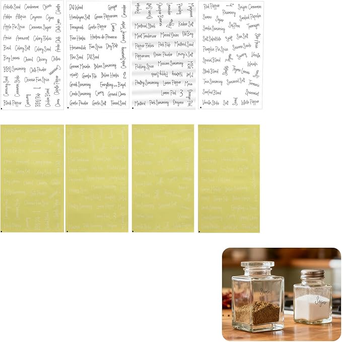 276 Pcs Preprinted Pantry Labels for Containers, Waterproof Spice and Food Stickers, Kitchen Organization Labels for Jars Bins and Seasoning Containers Easy Peel and Stick