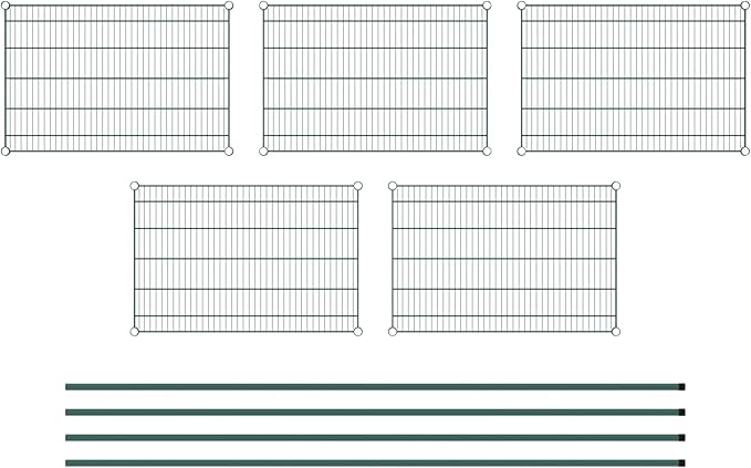 Commercial NSF Listed Green Epoxy Stationary Wire Shelving Kit 24" x 36" x 96", with 5 Shelves Perfect for Warehouse, Walk-in Refrigerator, Freezer, Grocery Store, Restaurant, Dishroom