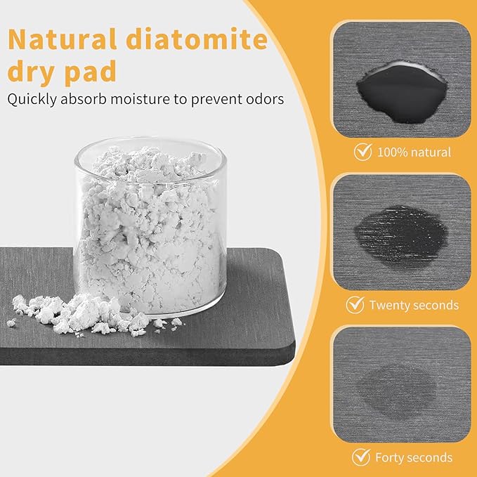 Sponge Holder for Kitchen Sink with Diatomite Drying Pad, Rust-Resistant Countertop Organizer, Adjustable Divider for Soap, Brush & Sponge