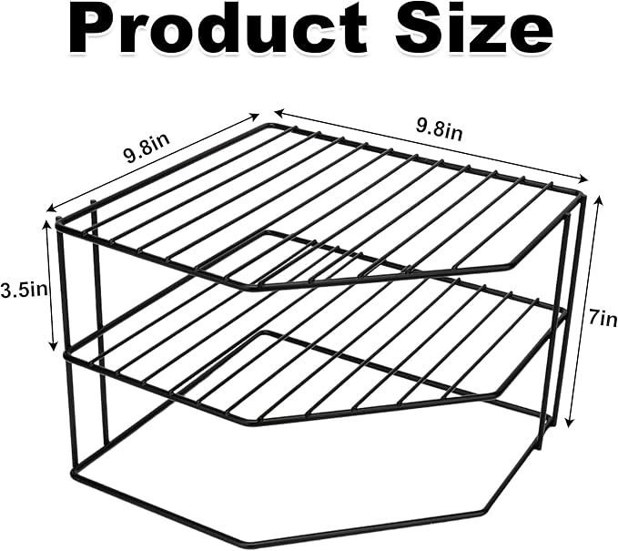 SIBAO 3 Tier Kitchen Corner Shelf Rack and Cabinet Organizer for Plates and Cups, Metal Wire Kitchen Shelf, Steel Metal Frame, Rust Resistan,10x10x7inch, Black