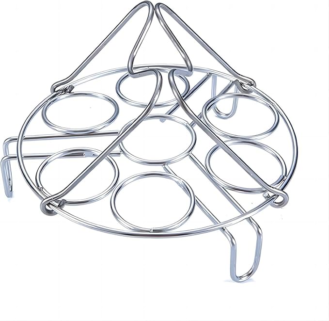 GREATLINK Stainless Steel Egg Rack & Steamer Basket for Pressure Cookers - 7 Egg Cooking Rack Trivet Organizer, Multi-Use Kitchen Tool for Eggs, Veggies, Utensils