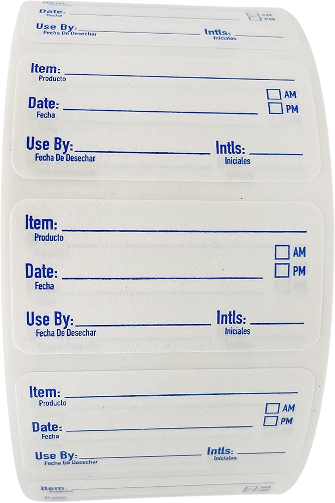ATL Direct 2x1 Dissolvable Food Labels, 250 Label Stickers, Bottle Labels for Storage Bins, Sticker Labels for Food containers, (250, Blue)