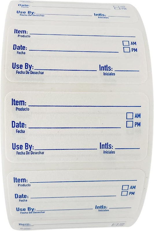 ATL Direct 2x1 Dissolvable Food Labels, 250 Label Stickers, Bottle Labels for Storage Bins, Sticker Labels for Food containers, (250, Blue)