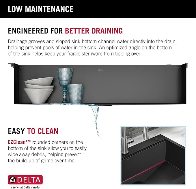 DELTA FAUCET Rivet 30 Inch Black Stainless Steel Retrofit Farmhouse Apron Front 16 Gauge Workstation Kitchen Sink/PVD Gunmetal Finish w/ Accessories for Top Mount Drop-In Installation,95D9031-T30S-GS