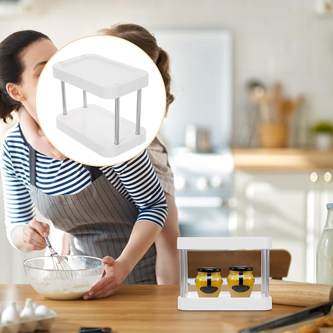 Kitchen Countertop Spice Rack Organizer with 3-Tier Shelves White Plastic Seasoning Storage for Home Kitchen Pantry Cabinet