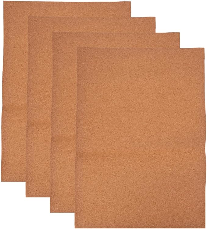 VICASKY 4pcs High-Density Cork Roll Drawer Liners Moisture-Resistant Non-Slip Cabinet and Shelf Liners for Kitchen Office Tool Boxes and Refrigerators Easy to Install